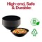 Black with Gold Rim Organic Round Disposable Plastic Soup Bowls - 16 oz. (120 Bowls)